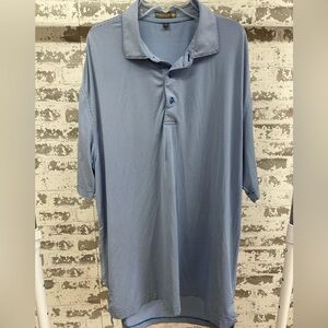 Peter Millar Summer Comfort Blue Stripe Polo Shirt Size Large